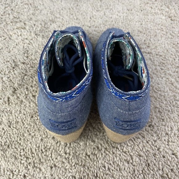 Bobs by Skechers Memory Foam Denim‎ Lace Up Bootie Wedges Womens 8 - Picture 9 of 14
